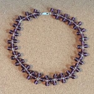 Purple Glass Beaded Necklace